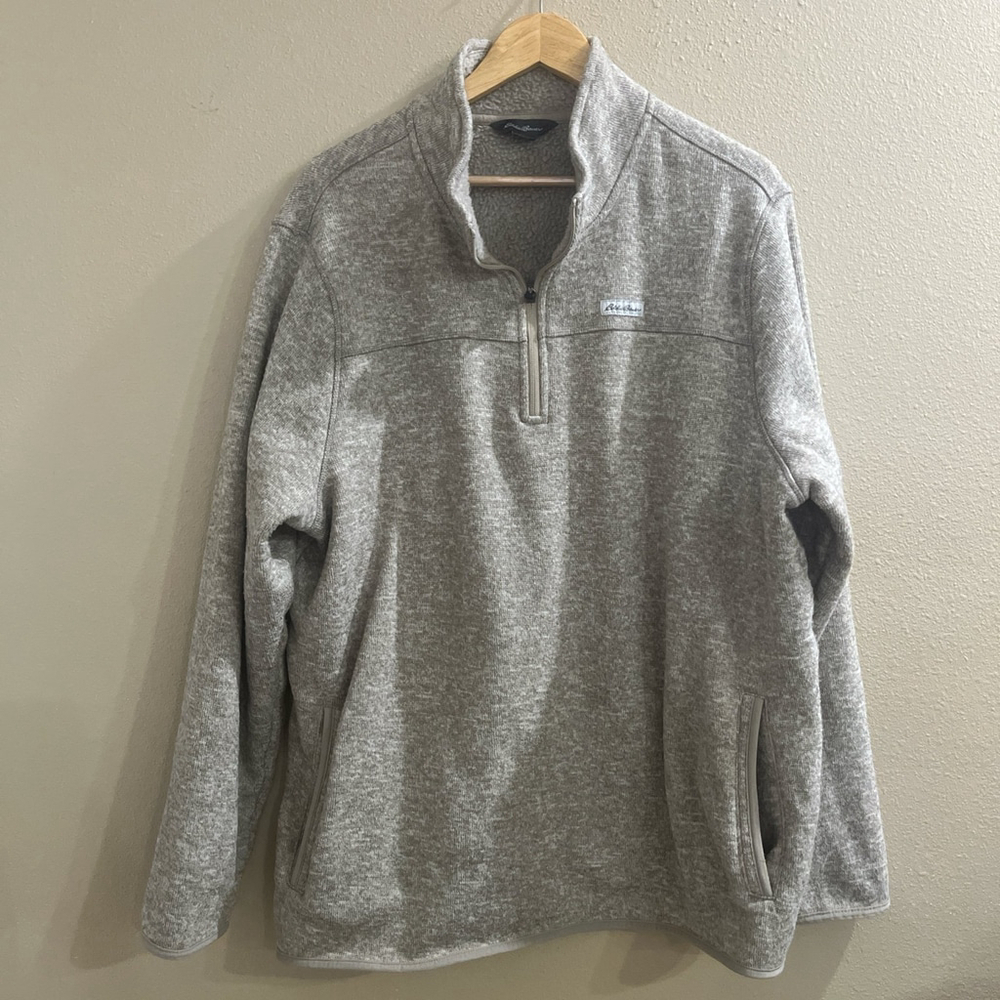 Eddie Bauer Quarter Zip Fleece Men’s XXL Sweater Tan